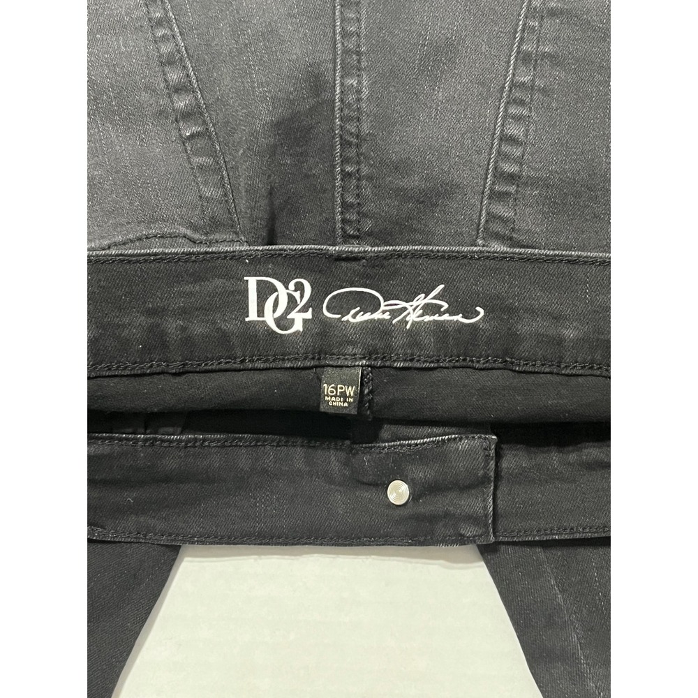 DG2 Diane Gilman Black Rose Embroidered Classic Stretch 16PW Floral Denim Jeans - Picture 8 of 9